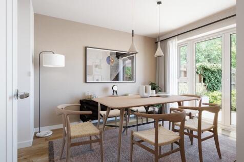 The dining room overlooks the rear garden