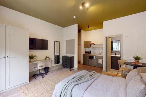 Stylish modern studio with study and kitchenett...