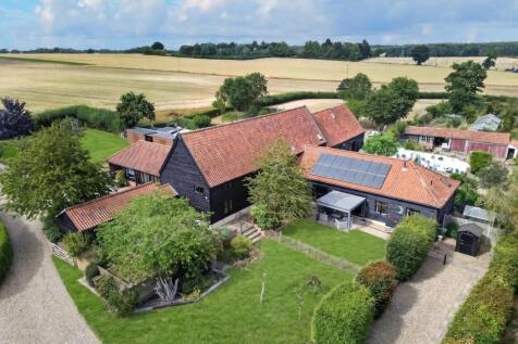 Aerial view of The Tithe Barn Sisland showing dark