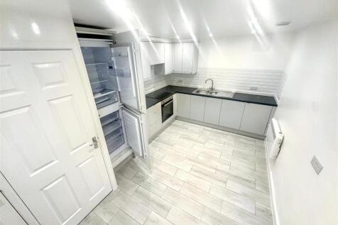 Modern kitchen with sleek white cabinets....