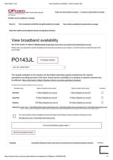 View broadband availability - Ofcom Checker title.