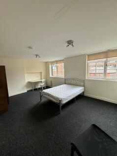 Bright, spacious bedroom with two large windows...