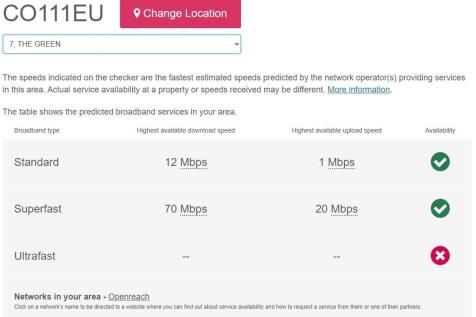 Broadband speed