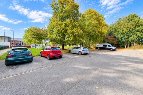 Autumn Parking Lot Under Blue Skies.png