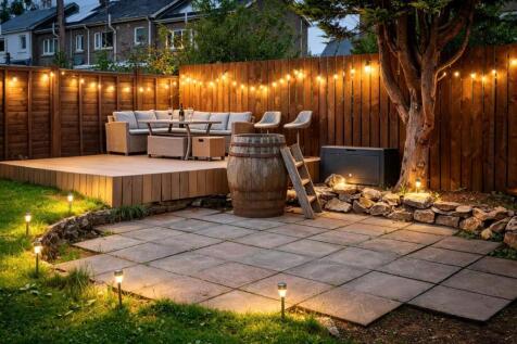 Night time rear gardens and decking