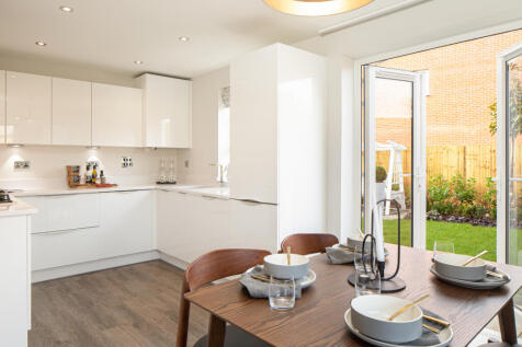 Inside view of open plan kitchen. Moresby. 3 bed home.