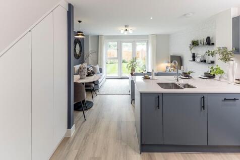 Open kitchen, dining and living area