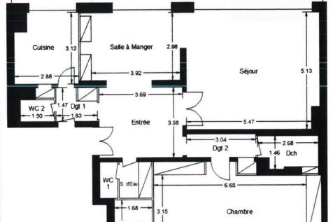 Plan appartement 3/4 - 107 m²