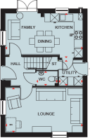 Hadley ground floor plan at Pentref Llewelyn