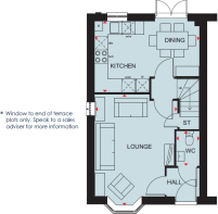 Ground floor plan of the Kennett 3 bedroom home at Foundry Lea