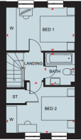 First floor plan of the Wilford 2 bedroom home