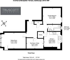 Floorplan of 18 (Flat 9) Montpelier Terrace