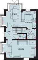 Ground floor plan of the Hereford 4 bedroom home at Somer Meadows