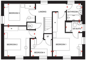 First floor plan of the Cornell 4 bedroom home at Raleigh Holt
