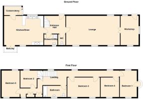 2D Floor Plan Hen Felin, Rhyd y Sarn - all floors.