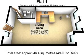 FLAT 1  FLOOR PLAN 3D