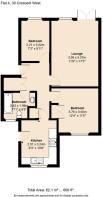 1- Floor plan . Flat 4, 30 Crescent West, Barbet, 