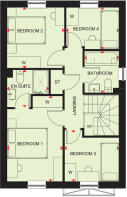 First floor plan of the Chester 4 bedroom home at Pen Bethan