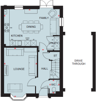 Ground floor plan of the Hurst 4 bedroom home at Foundry Lea