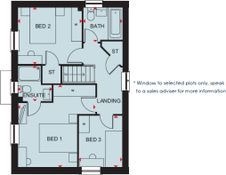 First floor plan of the Hadley 3 bedroom home at Somer Meadows