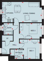 Floor plan of the Ramsbury two bedroom apartment