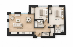 Polished two-bedroom apartment floorplan.png