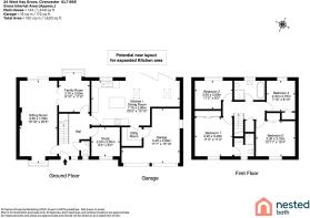 Floor plan with kitchen expanded into utility area