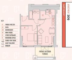 bankside, Collier Street - Floorplan - 1-Bed (209)