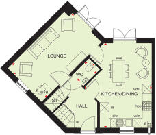Ground floor plan of our 3 bed Lutterworth home
