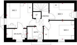 First floor of 3 bed Moresby with hexagon bay