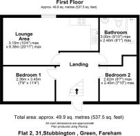 Floor plan Flat 2, 31,Stubbington Green. PO14 2LE.
