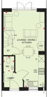 Ground floor plan of our two bed Denford home