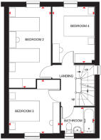 Floor plan showing the first floor of the Bayswater 4 bedroom home