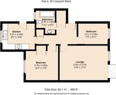 1- Floor plan . Flat 4, 30 Crescent West, Barbet, 