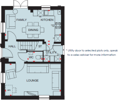 Ground floor plan of the Hadley 3 bedroom home at Somer Meadows