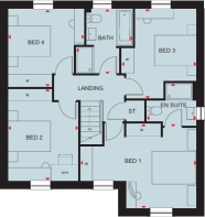First floor plan of the Meriden 4 bedroom home at Barrow Grange