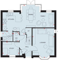 Ground floor floorplan of the Bradgate at Porters Way, Driffield