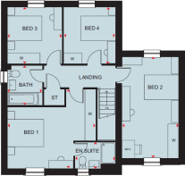 First floor plan of the Hurst 4 bedroom home at Foundry Lea