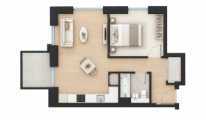 Polished one-bedroom apartment floorplan.png