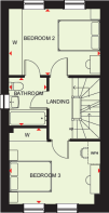 First floor plan of the Norbury three bedroom home at Foundry Lea