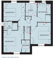 First floor plan of the Blyford 3 bedroom home