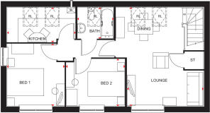 Floorplan of the 2 bed Stevenson at Northstowe