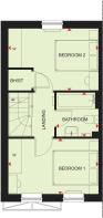 First floor plan of our 2 bed Denford home