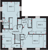First floor plan of the Avondale 4 bedroom home at Foundry Lea