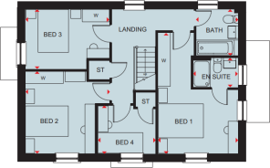 First floor plan of the Cornell 4 bedroom home at Foundry Lea