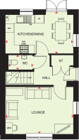 Ground floor plan of the Moresby three bedroom home at Foundry Lea