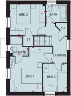 First floor plan of the Hadley 3 bedroom home at Foundry Lea