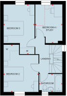 First floor plan of the 4 bedroom Sudbury custom build option 2