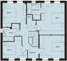 First floor plan of the Chelworth 4 bedroom home