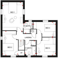Floor plan showing the first floor of The Layton 4 bedroom home